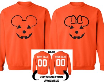 Calabaza ratón cara divertida Halloween pareja CREWNECK sudadera fresca Halloween suéter personalizado espalda para hombres mujeres
