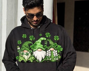 St Patrick's Day Lucky Shamrock Gnome Trio Shirt, Irish Clover Hoodie