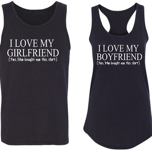 I Love My Girlfriend Boyfriend Funny Couple Matching TANK Top Broken Heart Love Couple Tee Shirt