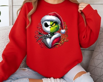 Grinch and Jack Christmas Shirt • Nightmare Holiday Sweatshirt • Grinchmas Tee • Cute Xmas Graphic Top • Christmas Gift