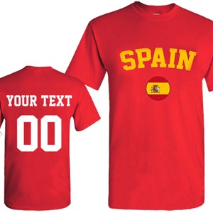 Équipe d’Espagne de la Coupe du Monde de Football, T-shirt à manches courtes, T-shirt multicolore, Tee-shirt drapeau espagne, Maillot coupe du monde de la FIFA, Design unique