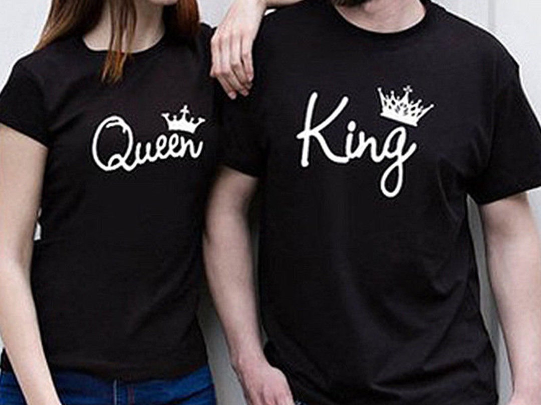 King Queen, White Unisex Couple Matching T-shirt, Classic T-shirt