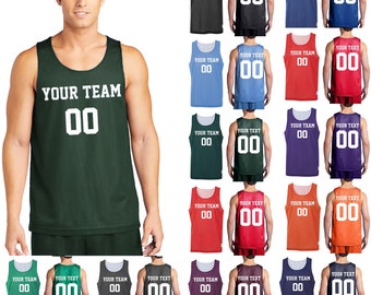 Regata de basquete personalizada para adultos, camisa de equipe de basquete personalizada, nome e número, malha reversível