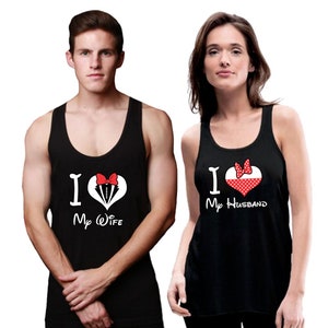 I Love My Husband Wife, Heart Letters, Unisex Couple Matching Tanktop, Printed Tank Top, Valentine's Day, Birthday Gift, Anniversary Gift
