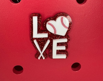 Charm para bolso "Béisbol Love Bogg": Accesorio deportivo con forma de corazón