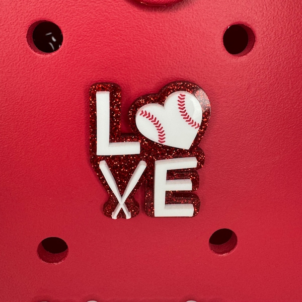 Baseball Love Charm for Bogg Bags-Heart-Shaped Baseball Bag Accessory-Sports Fan Bogg Bag Charm-Gift for Baseball Lover-Unique Sports Decor