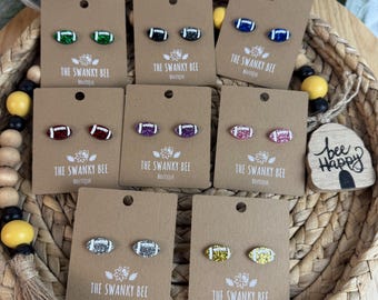 Glitter Football Stud Earrings in Your Choice Of Team Colors