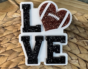 Football Love Bogg Bag Charm: Glitter Heart, Sports Fan Accessory