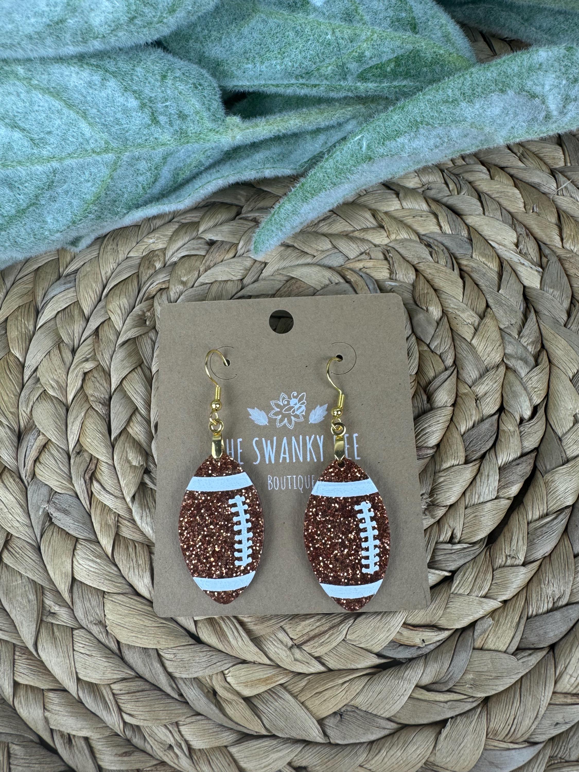 Glitzernde Fußballohrringe - Sportschmuck - Fußballohrringe für Spieltage - Geschenk für Fußballliebhaber