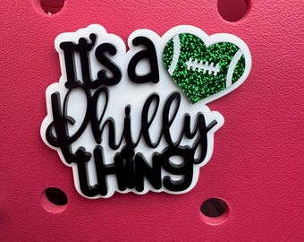 Dije de corazón de fútbol americano de Filadelfia: accesorio para bolso Bogg de los Eagles