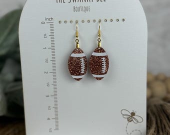Glitter Football Earrings: Game Day Sports Jewelry