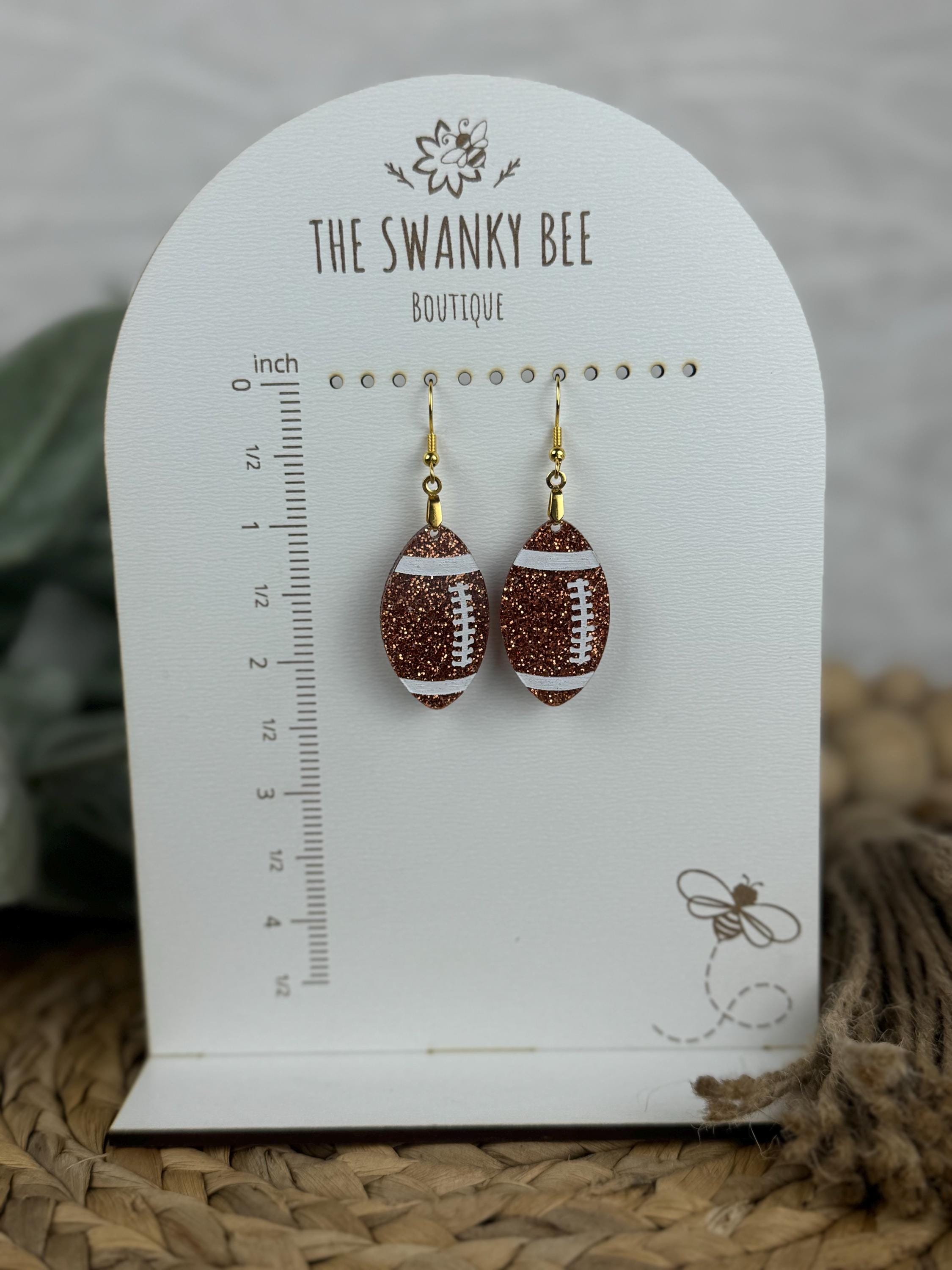 Glitzernde Fußballohrringe - Sportschmuck - Fußballohrringe für Spieltage - Geschenk für Fußballliebhaber