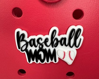 Encanto de mamá de béisbol para bolsas Bogg - Accesorio de bolsa Bogg deportiva - Regalo de madre de béisbol - Encanto personalizado de bolsa de béisbol