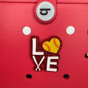 Softball Love Bogg Bag Charm: Sports Mom Bag Accessory