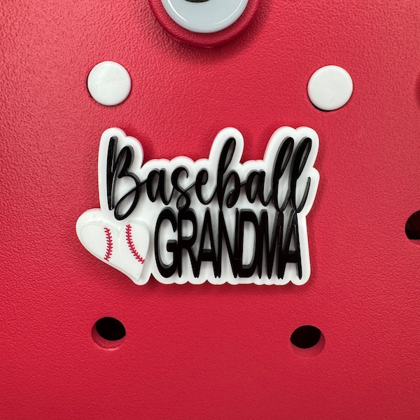 Baseball Grandma Charm for Bogg Bags - Sports Grandma Bag Accessory - Baseball Family Gift - Custom Baseball Bag Charm - Grandmother Gift