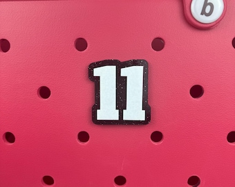 Sports Number Bogg Bag Charm: Glitter Baseball Bag Accessory