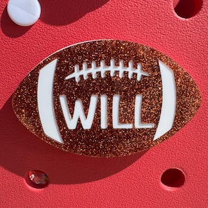 Football Charm with Custom Name for Bogg Bags | Acrylic Bag Tag | Team Gift