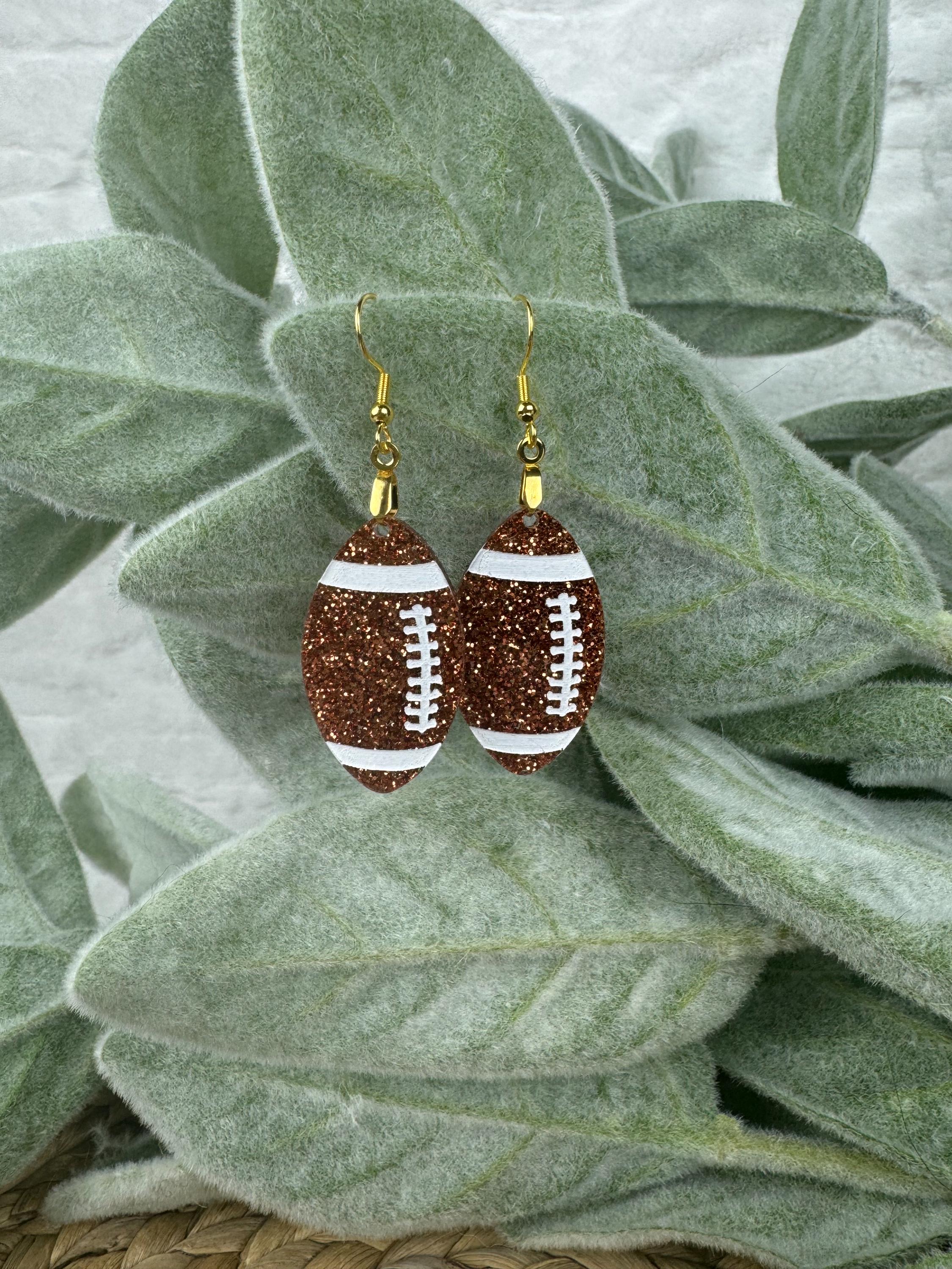 Glitzernde Fußballohrringe - Sportschmuck - Fußballohrringe für Spieltage - Geschenk für Fußballliebhaber