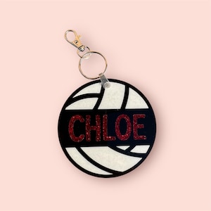 Custom Volleyball Name Tag Keychain | Acrylic Glitter Bag Tag | Team Gift