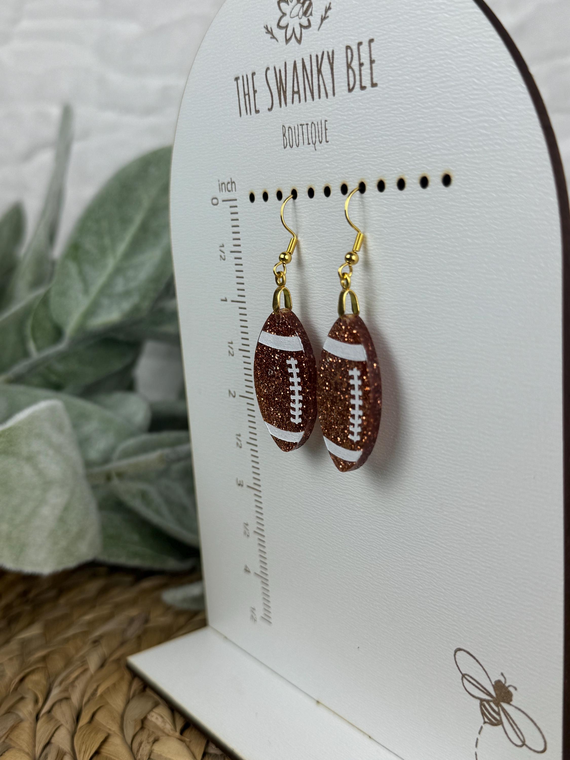 Glitzernde Fußballohrringe - Sportschmuck - Fußballohrringe für Spieltage - Geschenk für Fußballliebhaber