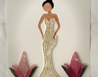Handcrafted Lady Quilling Paper Art Wall Paper Art