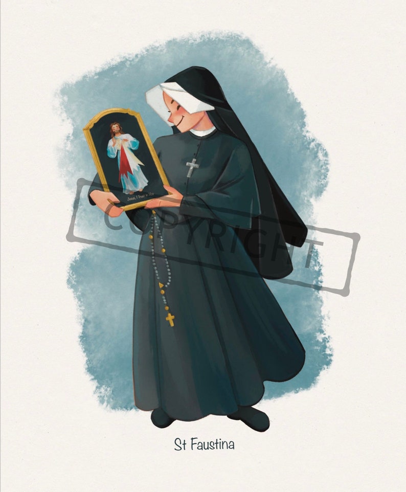 St. Faustina Kowalska Happy Saint Catholic Art and Gift Etsy