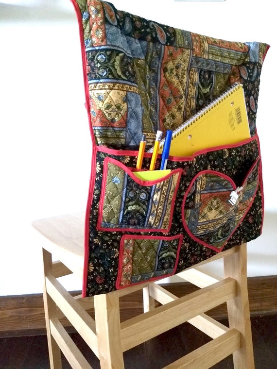 Quilted Chair Cover With Pockets For School Students Durable Etsy
