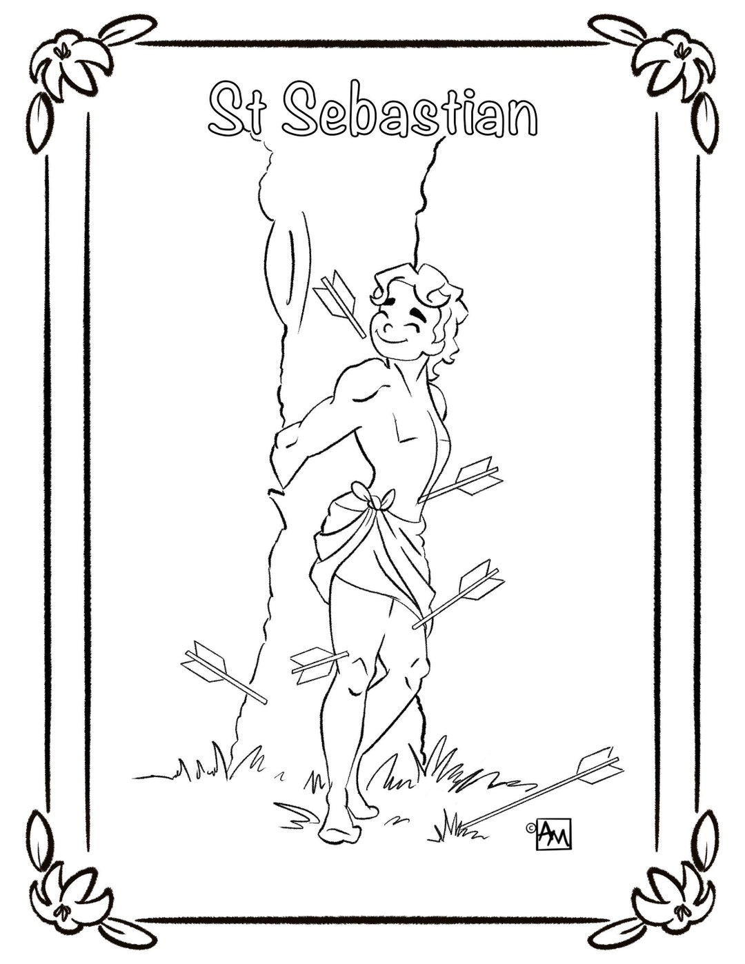 St. Sebastian Coloring Page Happy Saint Style PDF - Etsy Australia
