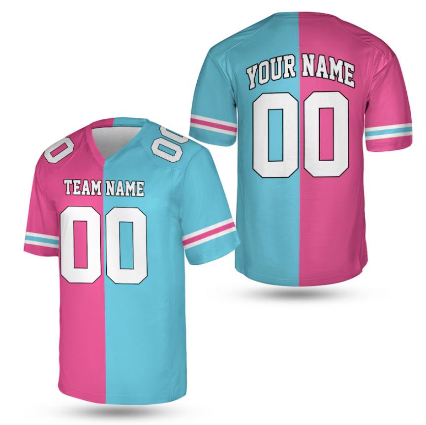Personalized Any Two Football Team, Custom Team Name And Number Football Jersey, V-neck Short Sleeve Jersey Shirt, Football Jerseys