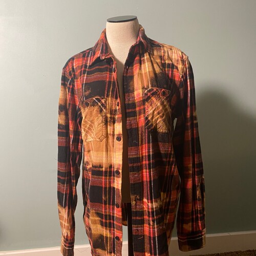 Custom Flannel Shirt, Acid Dyed, Bleach Dyed Shirt, Vintage T Shirt, Up-cycled Shirt, sales Original Design, Custom Order