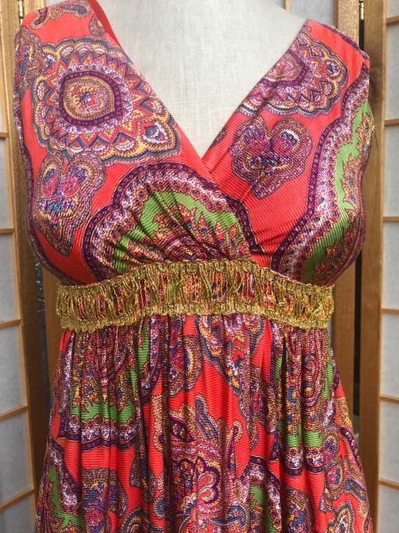 1960's Dress, Paisley Dress, Coral, Summer Dress,… - image 2