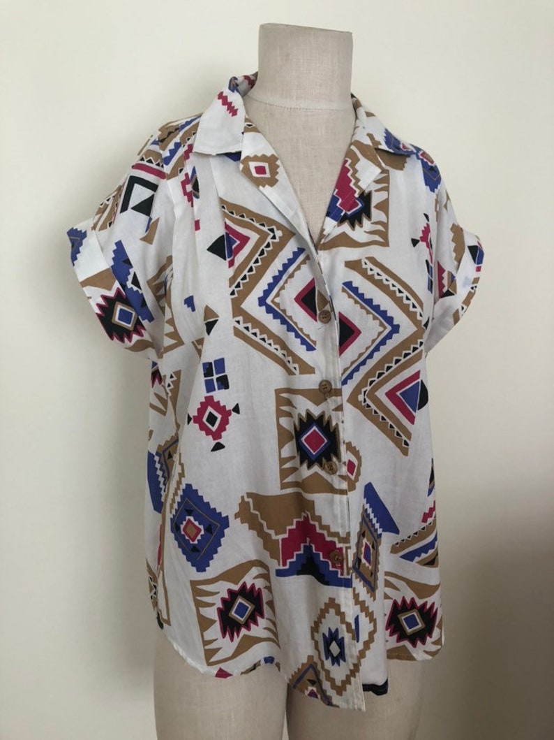 Unisex Vintage Clothing Tribal Caliche 1980/'s Native Vintage Shirt