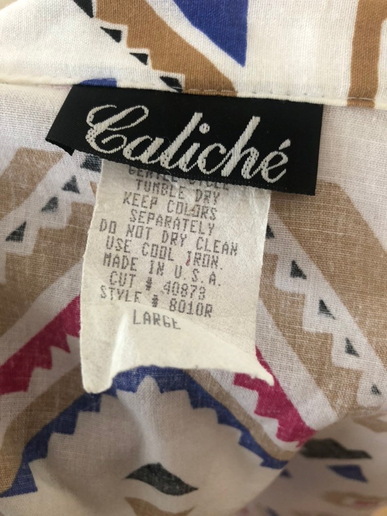Unisex Vintage Clothing Tribal Caliche 1980/'s Native Vintage Shirt