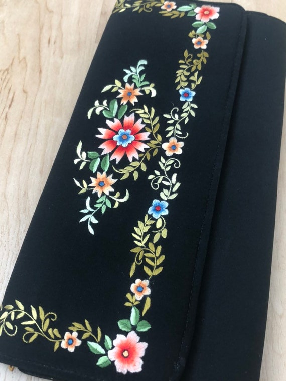 Vintage Clutch, Embroidery, Vintage Purse, Vintage