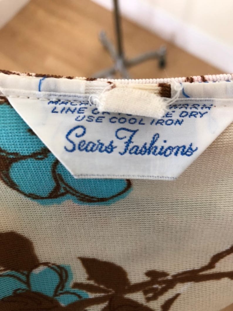 Vintage Clothing Cherry Blossom Tie Shirt Sears Fashions Vintage Sears 1970/'s Shirt Vintage Blouse
