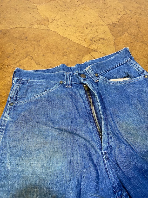 1950's Jeans, Vintage Jeans, High Waist Jeans, Talon Zipper, Crop