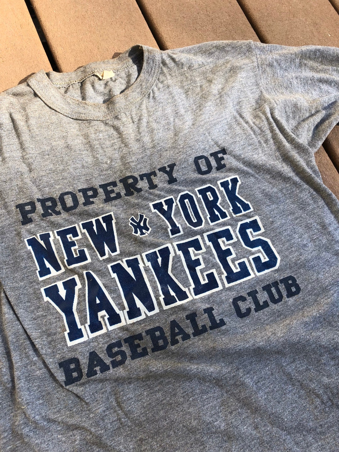 T-shirt Vintage Rayé New York Yankees - Taille L - Occasion En Bon état - Style Baseball