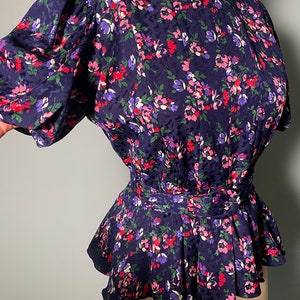 Vintage Clothing, Vintage Blouse, Floral, 1980&#39;s Fashion, Puffy Sleeves, Vintage Fashion