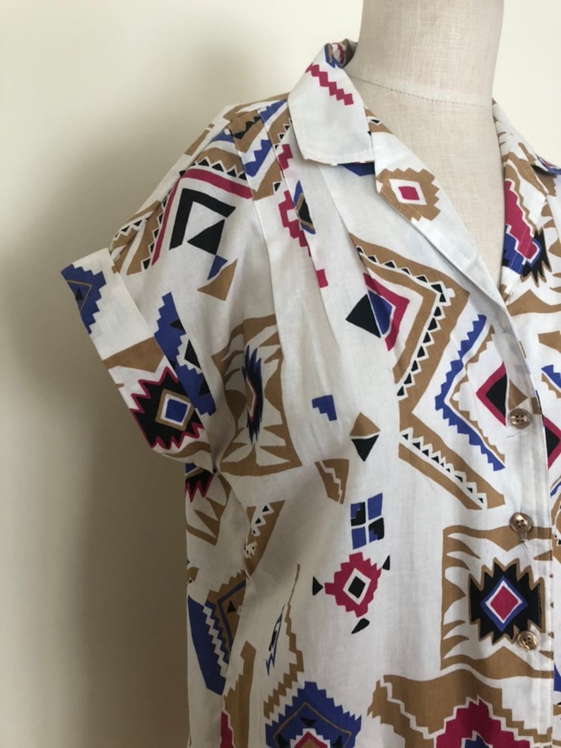 Unisex Vintage Clothing Tribal Caliche 1980/'s Native Vintage Shirt