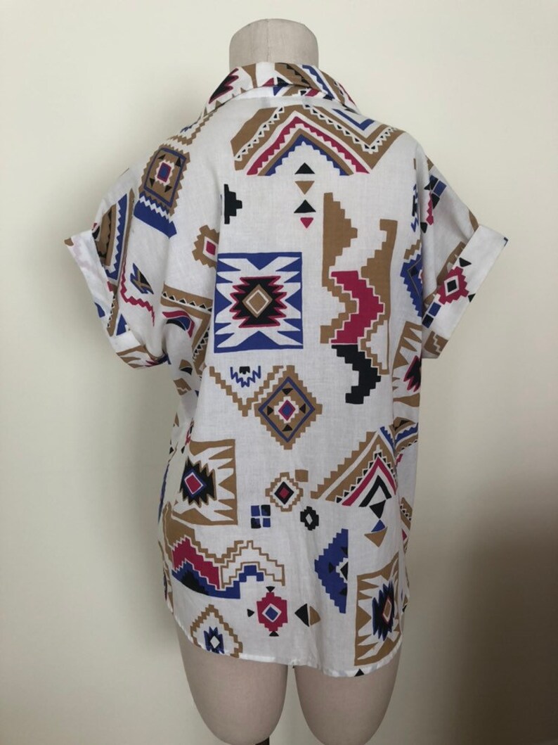 Unisex Vintage Clothing Tribal Caliche 1980/'s Native Vintage Shirt