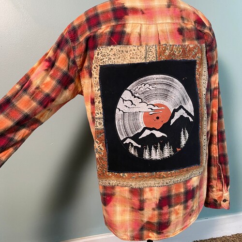 Custom Flannel Shirt, Acid Dyed, Bleach Dyed Shirt, Vintage T Shirt, Up-cycled Shirt, sales Original Design, Custom Order