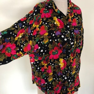 1980&#39;s Floral Shirt, Polka Dots, 80&#39;s Fashion, Vintage Shirt, Vintage Clothing