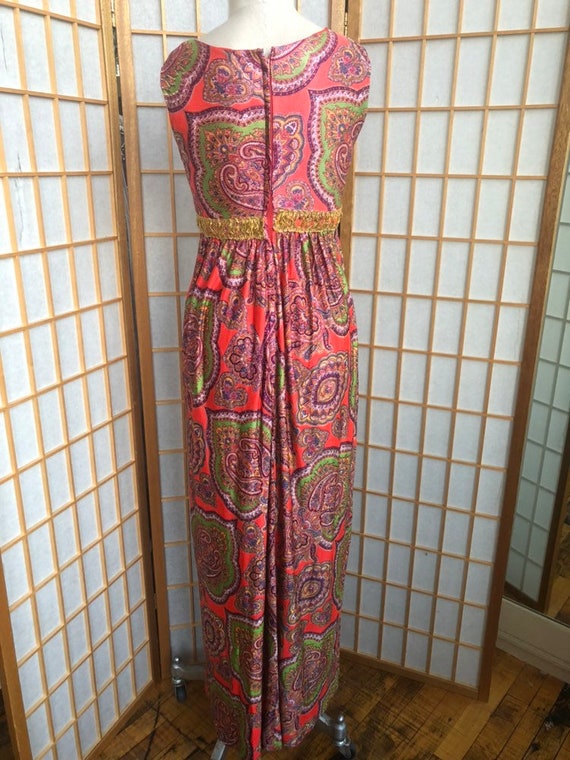 1960's Dress, Paisley Dress, Coral, Summer Dress,… - image 9