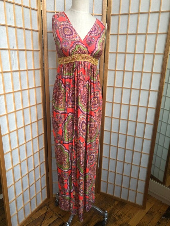 1960's Dress, Paisley Dress, Coral, Summer Dress,… - image 8