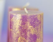 Warm Purple and Gold, Jasmine Scented Pillar Candle, Home Decor, Housewarming Gift, Bridesmaid Present, Mother 39 s Day Present