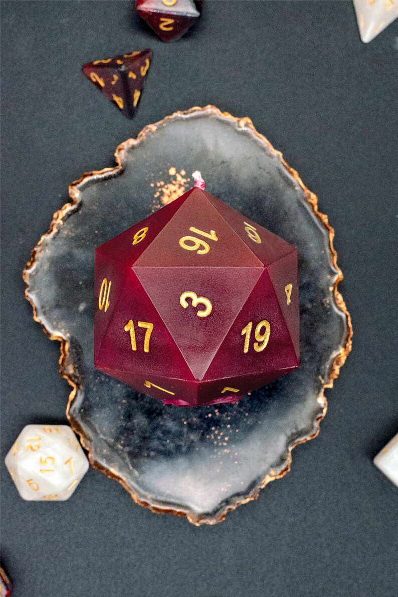 Dark Red Ritual Incense Scented DnD Dice Candle D20 Dice Etsy