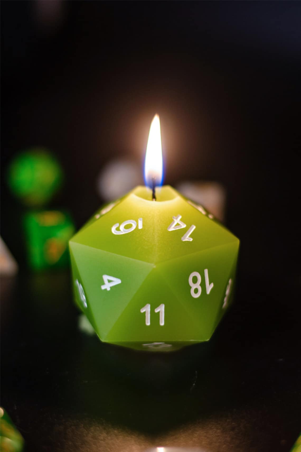 Light Green Aura of Vitality Scented DnD Dice Candle D20 | Etsy