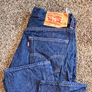 Vintage 2000s Original LEVI'S 501 JEANS red tab button fly Dark Wash STF actual: 33x36