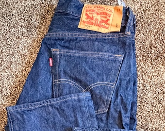 Vaqueros Levi's 501 originales vintage con botones y lengüeta roja, lavado oscuro, talla STF, talla real: 33 x 36