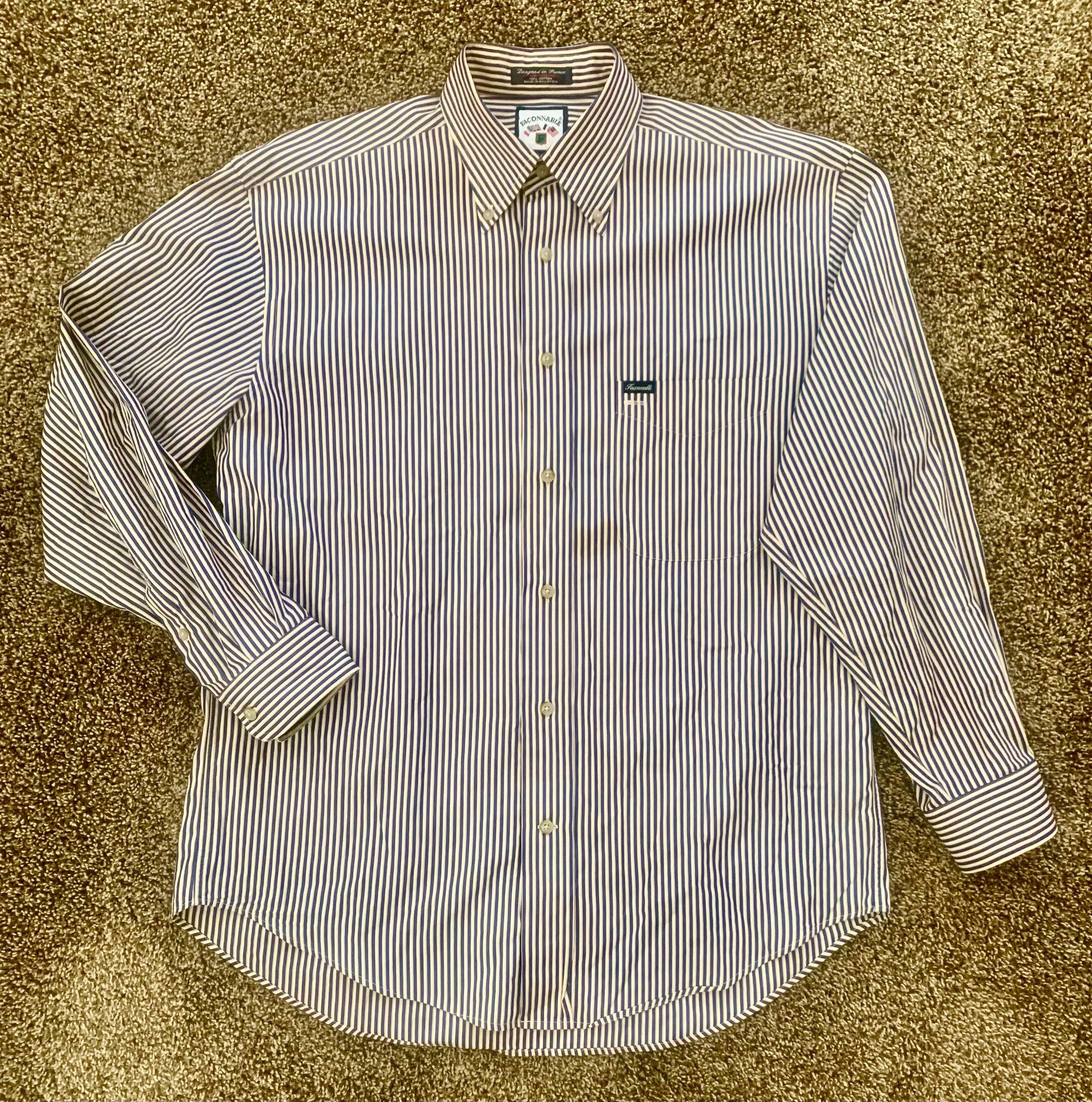 Vintage 80s Faconnable Blue Striped Shirt Oversized Button Down MEDIUM Work Casual - Etsy Vintage 80s Faconnable Blue Striped Shirt Oversized Button Down MEDIUM Work Casual - Etsy